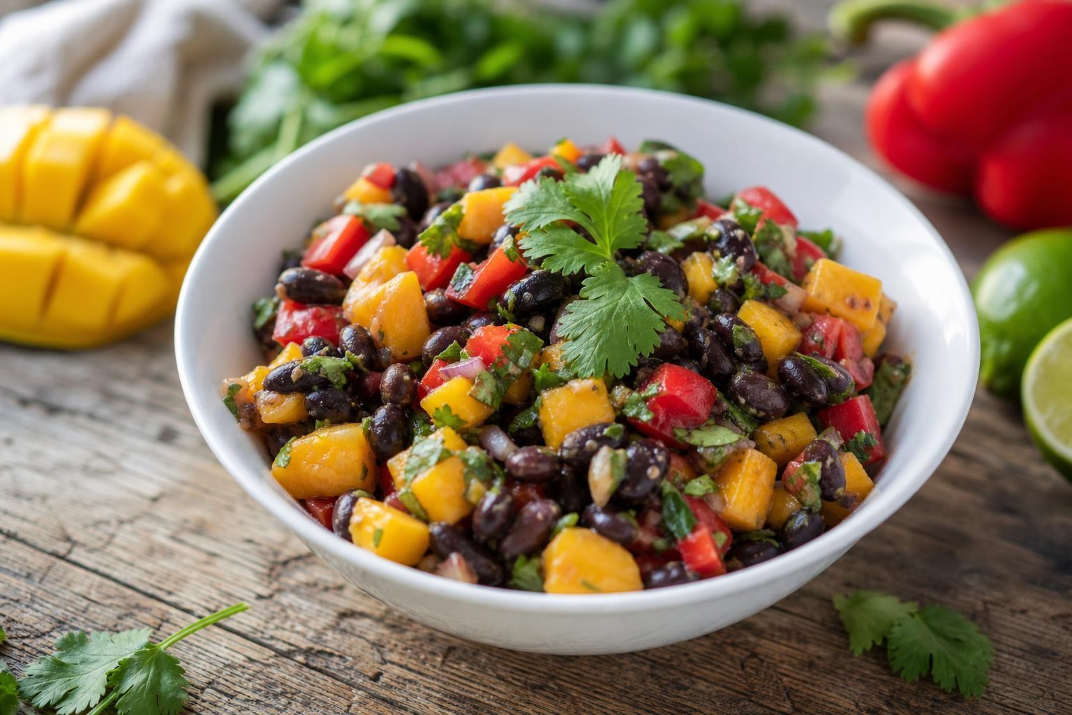 Mangosalat mit schwarzen Bohnen