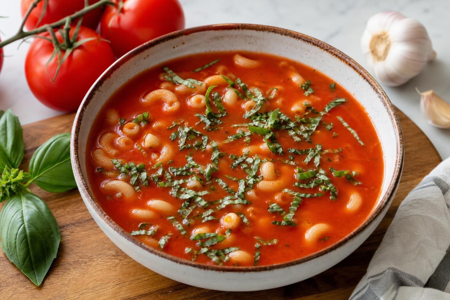 Tomatensuppe mit Nudeln