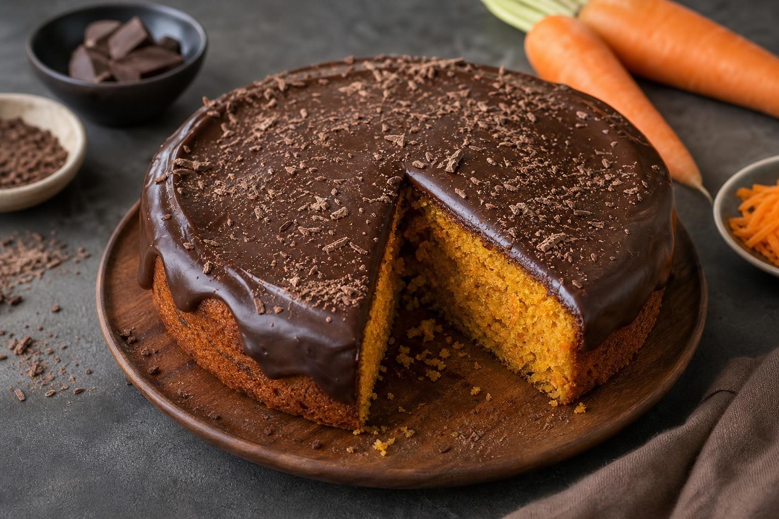 Karottenkuchen mit Schokoladenglasur